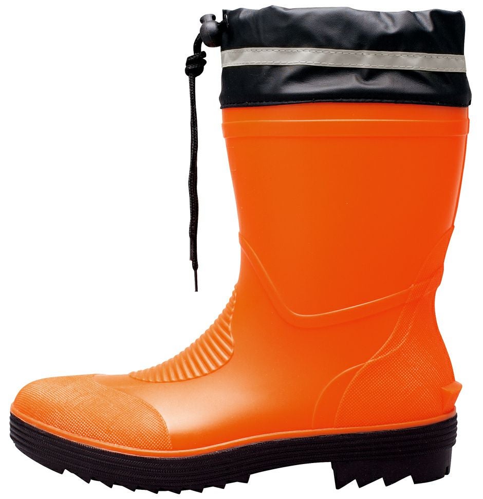  4mm厚ブーツ オレンジ/ブラック　M size ショート丈】安全長靴（鋼鉄製先芯入り）(反射材付き) [XEB-85763
