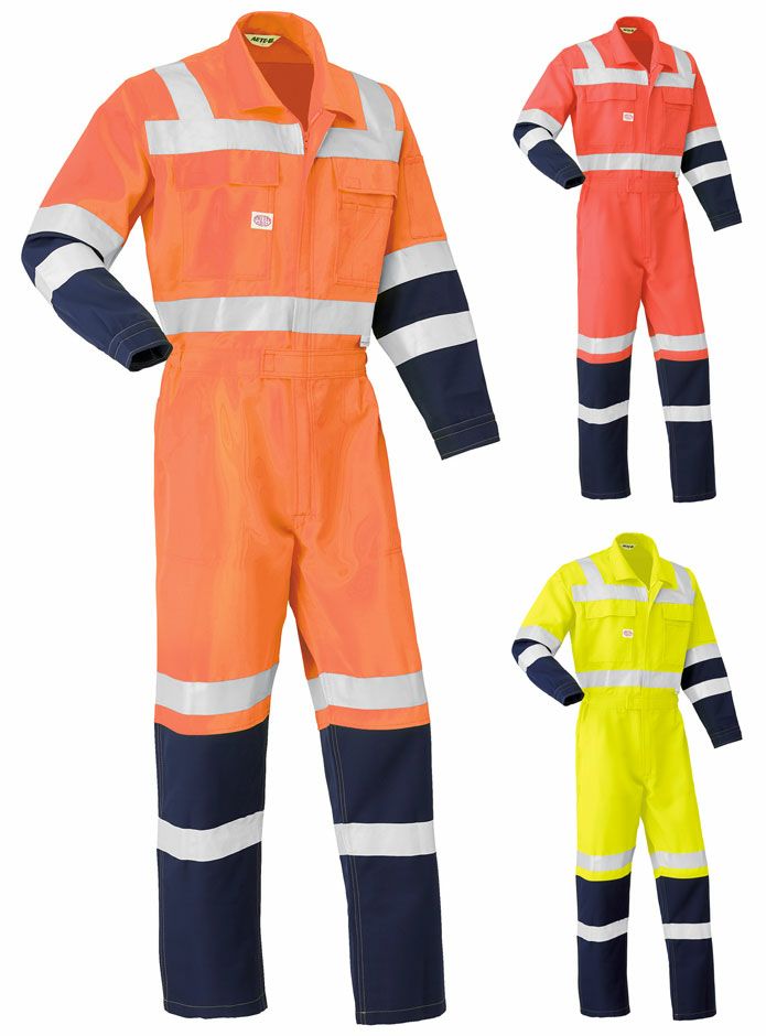 反射テープ！厚手！】業務用の安全つなぎ服（高視認性JIS規格T8127