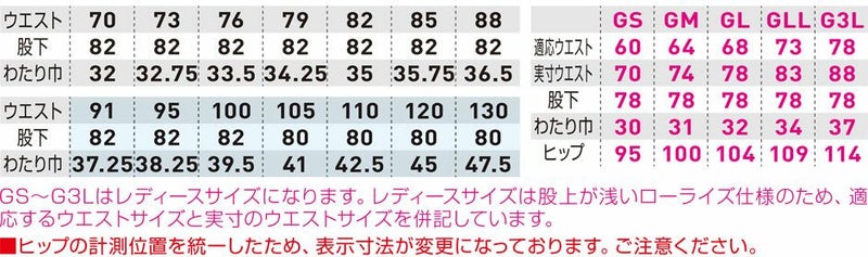 サイズ表