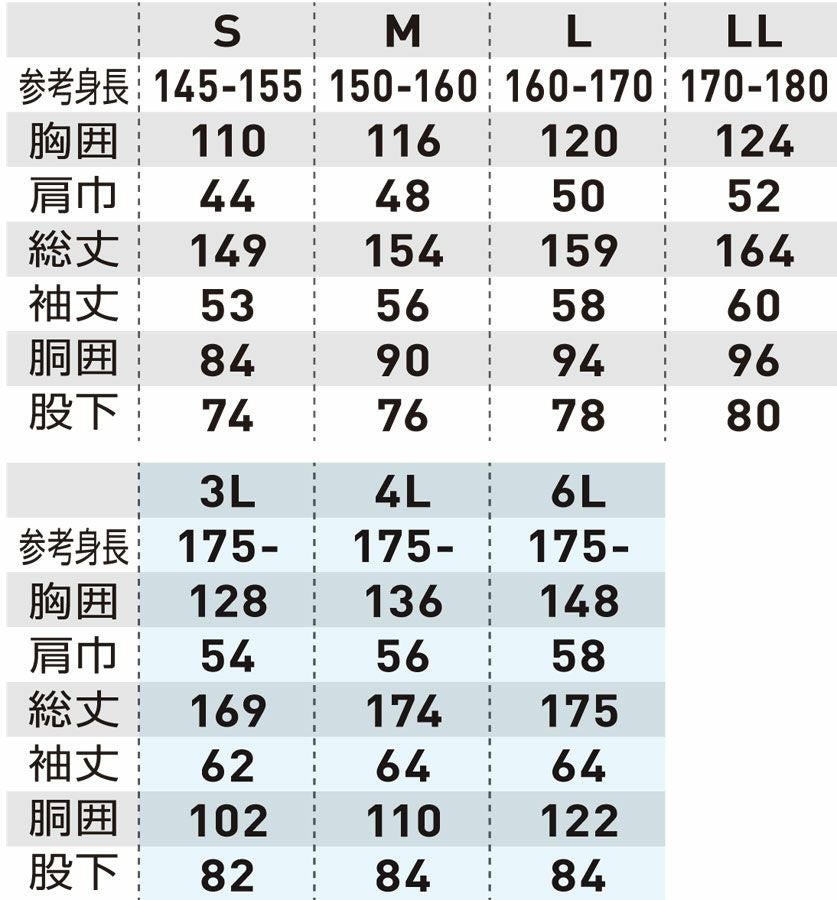 サイズ表