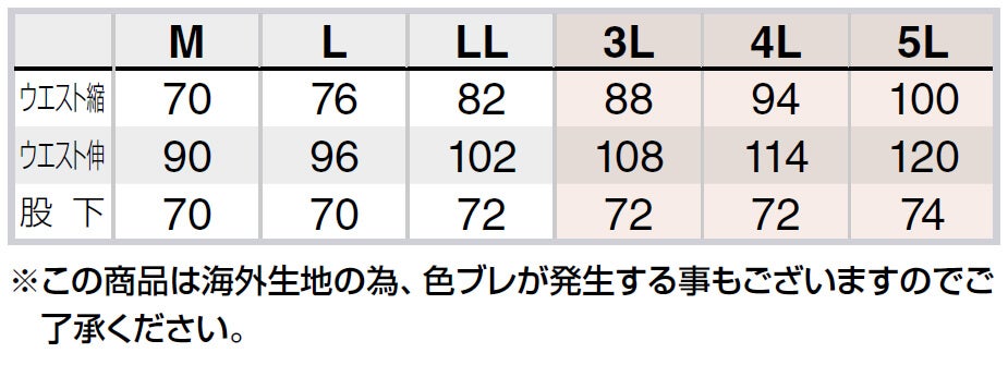 サイズ表