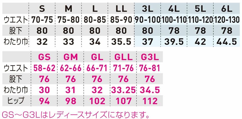 サイズ表