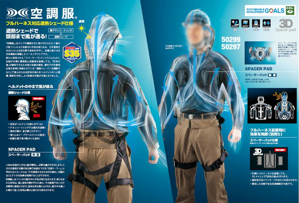 頭まで風が通る！】空調服(R) 長袖ブルゾン（反射材付き）(遮熱