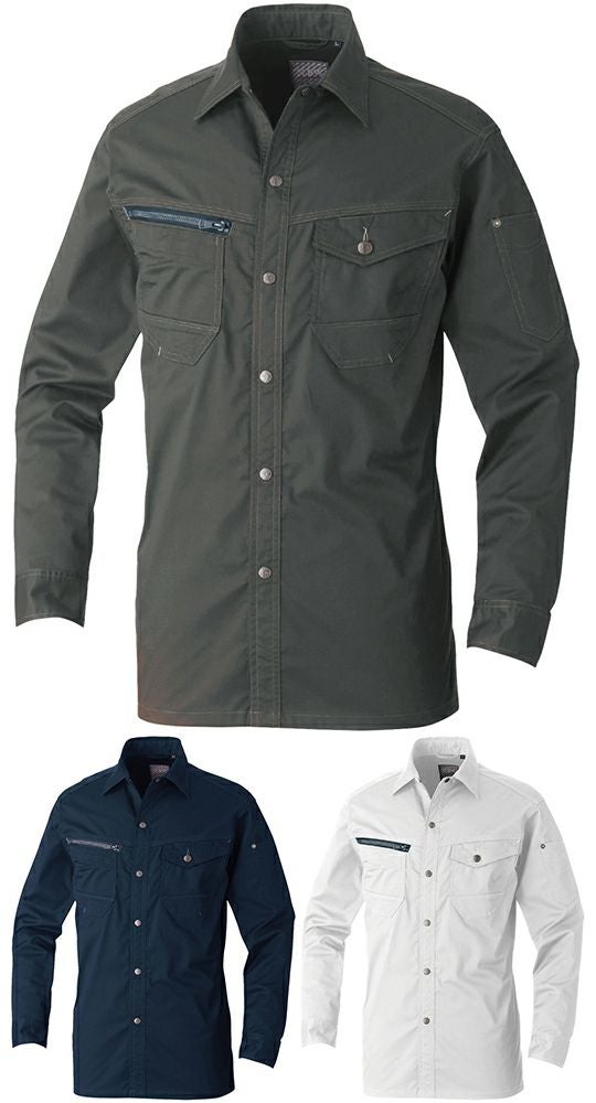  [通年][3082シリーズ] 作業 長袖シャツ(高ストレッチ)(消臭デオドラントテープ付)(シワになりにくイージーケア) [SOWA-3088-02]