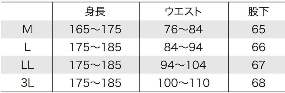 サイズ表
