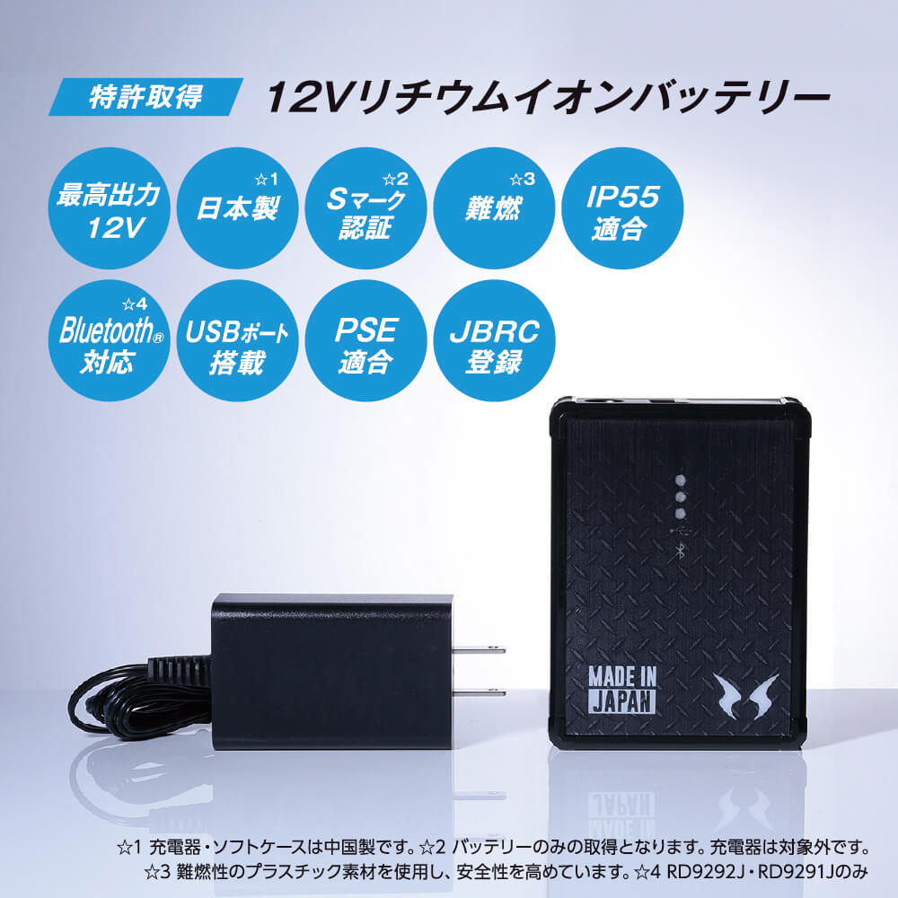 特許取得<br>12Vリチウムイオンバッテリー