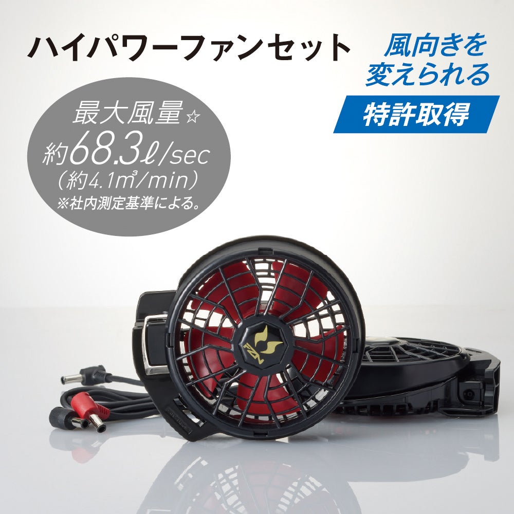 ハイパワーファンセット<br>風向きを変えられる（特許取得）<br>最大風量 約68.3／sec（約4.1m／min）※社内測定基準による